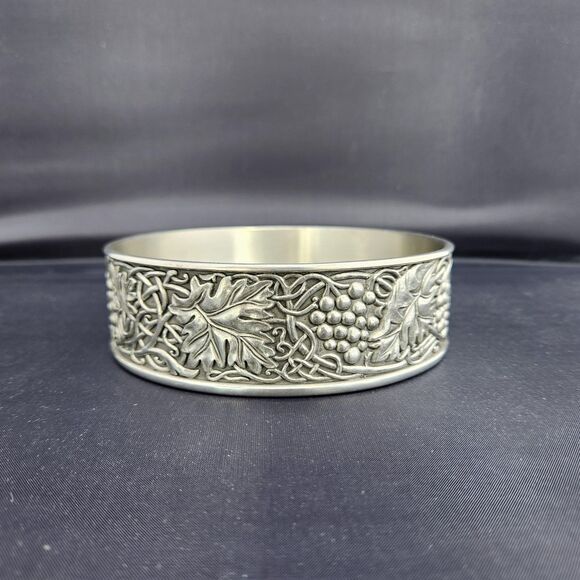 Lg Pewter Grape Leaf Wine Bottle Holder Coaster Celtic Knot Royal Selangor V & A - Picture 1 of 10
